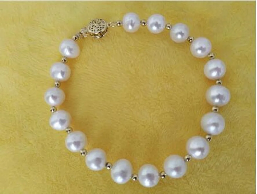 

Браслет с белым жемчугом, 9-10 мм, 7,5-8 дюймов