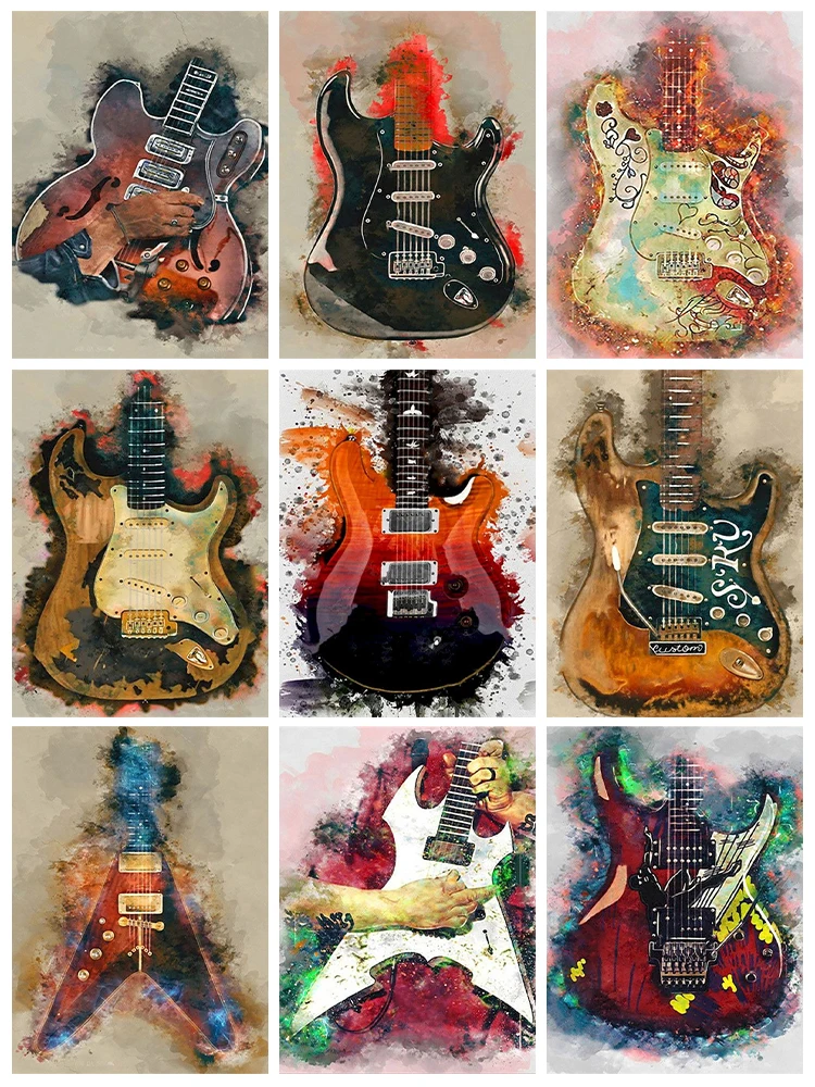 

Алмазная живопись 5D "сделай сам", художественная абстрактная гитара, алмазная живопись с инкрустацией, алмазная вышивка, живопись, украшение для дома