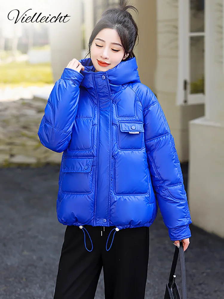Vielleicht 2022 New Women Winter Puffer Parka Hooded Female Warm Thicken Coat Clothes Korean Style Loose Oversize Ladies Jacket