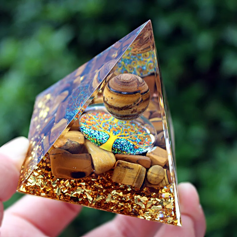 Фото 6 см натуральный желтый тигровый глаз Orgonite Пирамида Orgone энергия Исцеление Смола генератор медитация орнамент Прямая поставка №4