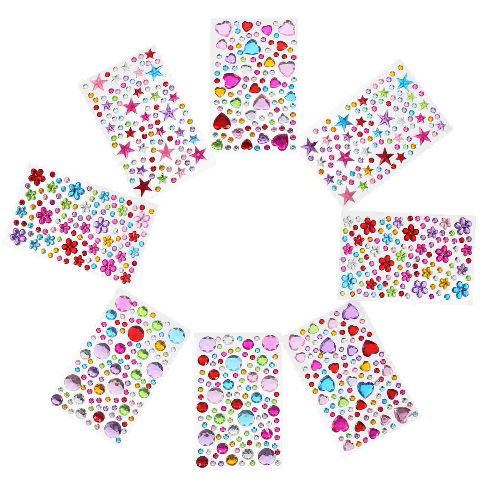 8 листов акриловая наклейка самоклеящиеся стразы для лица наклейки поделки