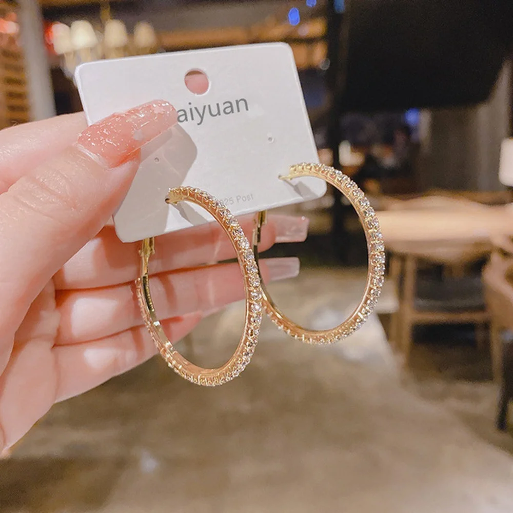 

Luxury Full Crystal Earrings Dazzling CZ Earrings for WomenStones Versatile Female Accessories High Quality Fashion Jewelry