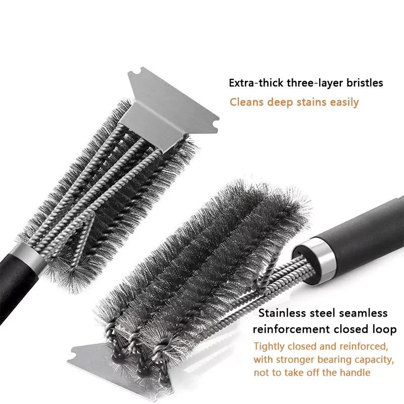

2022New Grill Barbecue Kit Cleaning Brush Stainless Steel Kitchen Accessories Bristles Cleaning Brushes Cooking Tool Barbecue Ga