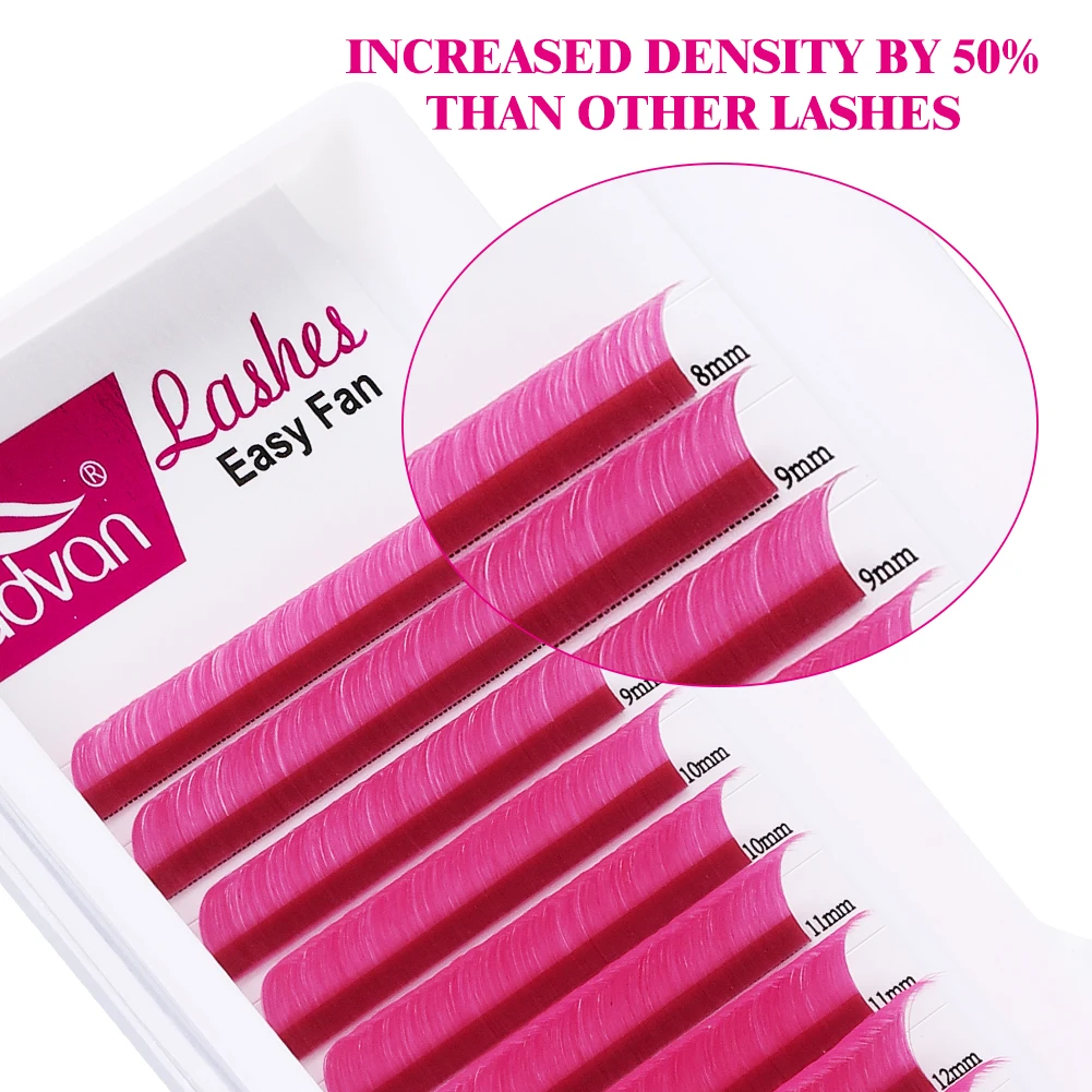 Ресницы розовые легкие веерообразные для наращивания автоматические мягкие