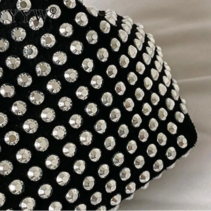 Fashion Diamond Beads Glitter Women Clutch Handbag Metal Top Handle Soft PU Leather Rhinestone Lady Chain Messenger Tote Purse