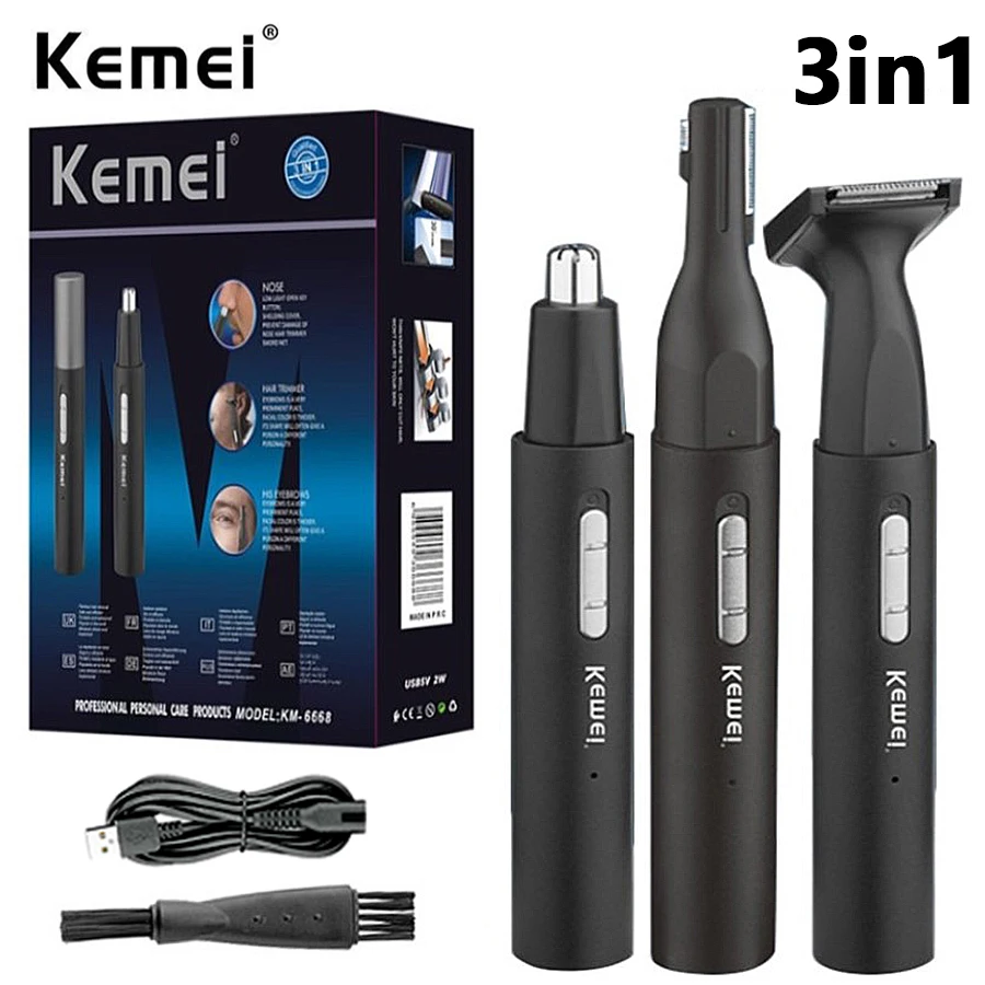 

3 в 1 портативный триммер для волос в носу и ушах микро-USB зарядка 3-в-1 триммер для бровей и бороды для мужчин и женщин мужской безболезненный легкий триммер
