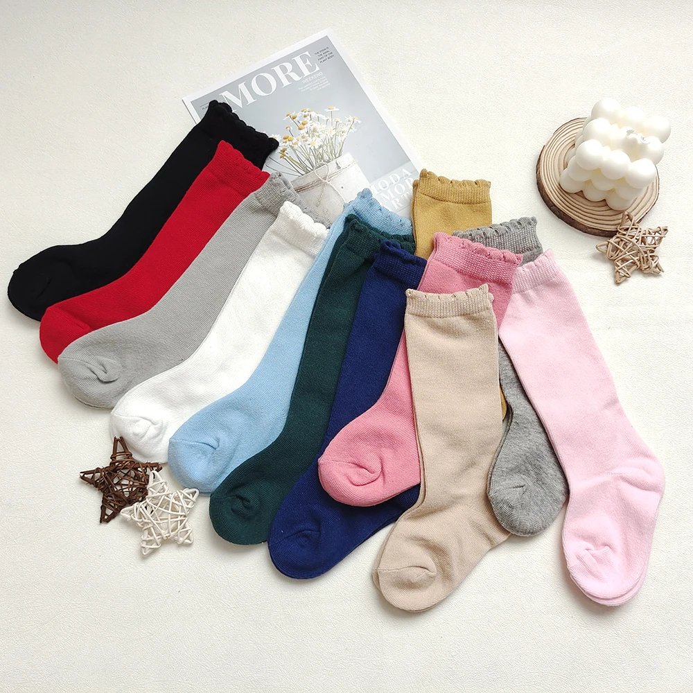 Новые детские носки хлопковые гольфы для девочек длинные носки-трубы