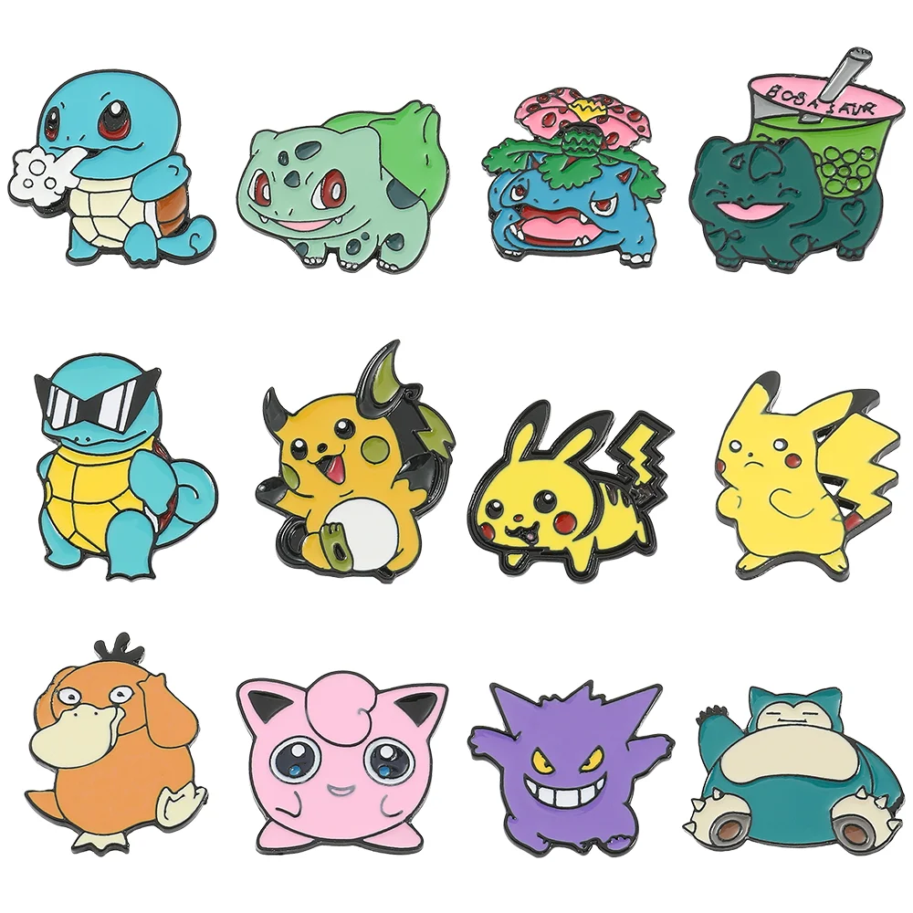 

Anime Pokémon Brooch Cosplay Cute Pikachu Squirtle Metal Badge Enamel Brooch Jacket Lapel Pin Decoration Jewelry Accessories
