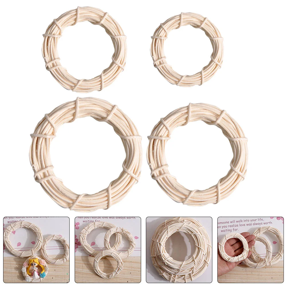 

4Pcs Garland Accessories DIY Wreath Rings Decorative Rattan Rings for Home Decor Wall Festival