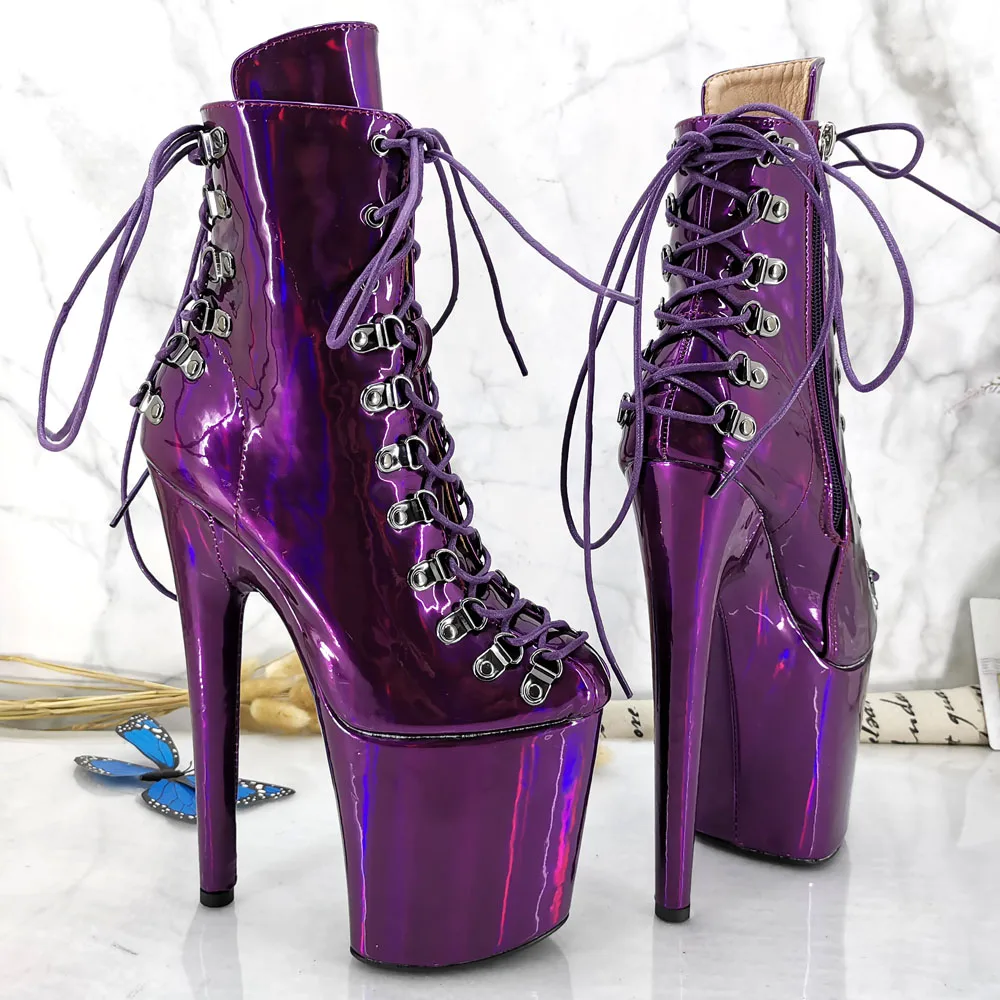 Leecabe 20CM/8inches Pole dancing shoes High Heel platform Boots closed toe Pole Dance boots