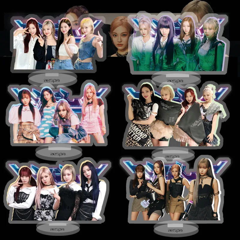 

Kpop Aespa Acrylic Standee New Album Girls Acrylic Transparent Figures Standing Desktop Small Station Wholesale Fans Collection