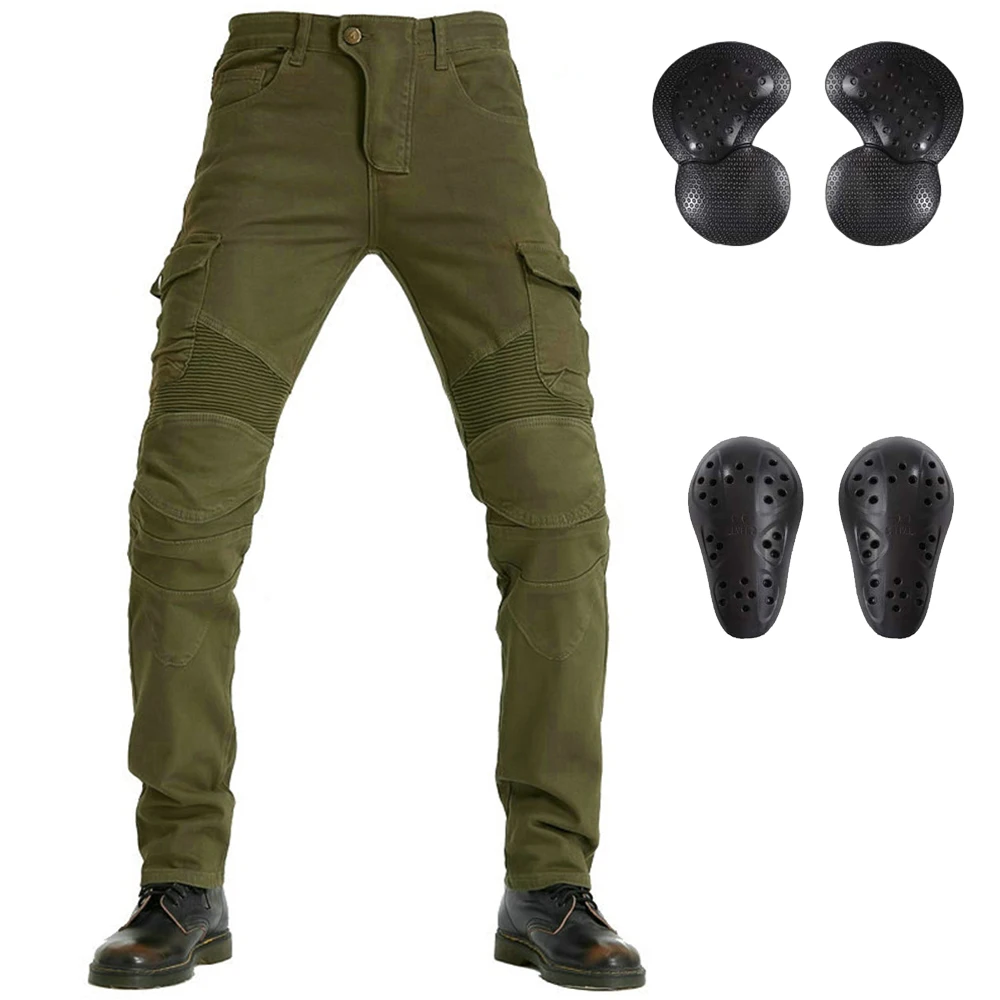 LOMENG Motorcycle Riding Jeans Biker Motocross Racing Slim Stretch Pants with CE Removable Armored for Men LMPM39