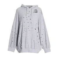 springautumn new womens hoody sweatshirt loose solid gothic punk hole pullovers female women casual clothes