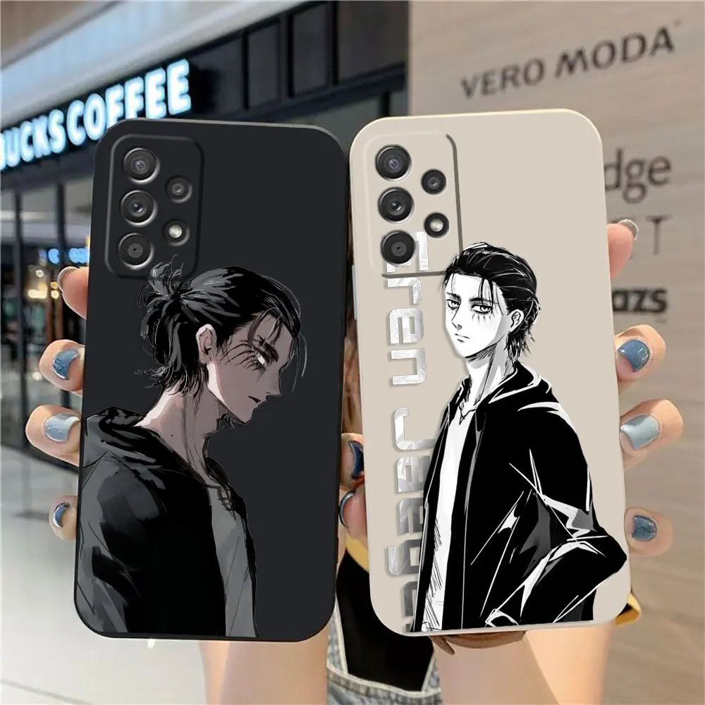 

Case For Samsung A91 A73 A71 A51 A42 A33 A22 A515F AO3S 4G 5G Simple Liquid silicone Case Anime A-Attack On T-Titan Eren Jaeger
