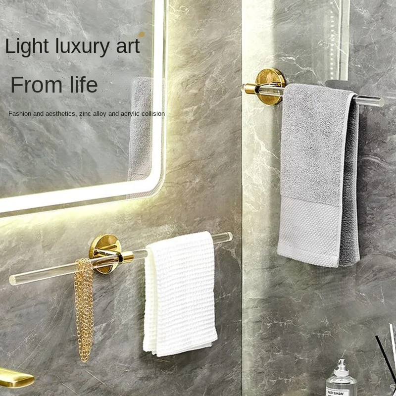 

30/40/50Cm Transparent Acrylic Towel Rack Hanger Towel Holder Free installation Towel Bar Space Bathroom Shelf Storage Rack