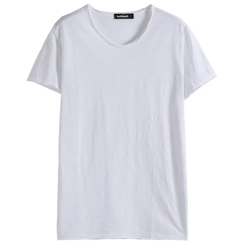 

2267- R-short-sleeved pure cotton round-neck men's t-shirt summer new loose five-point sleeve T-shirt