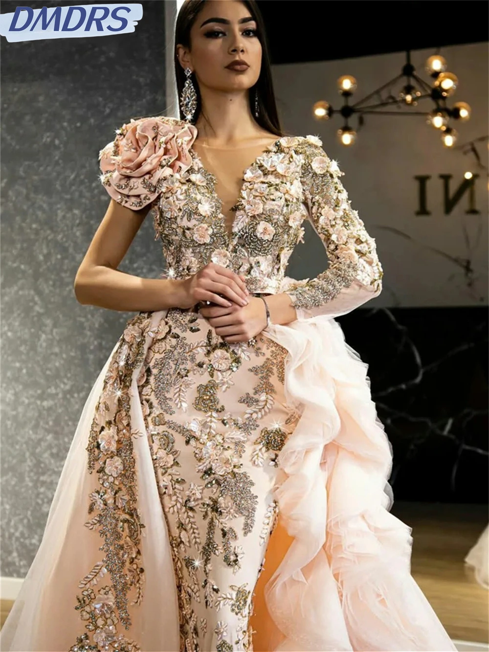 Роскошные вечерние платья с 3D цветочным принтом 2024 классическое платье невесты