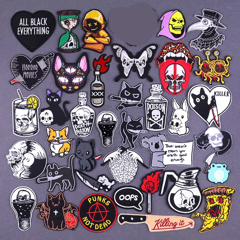 Наклейки в стиле панк с ядовитой бутылкой черепом Убийца Кота вышитые нашивки на
