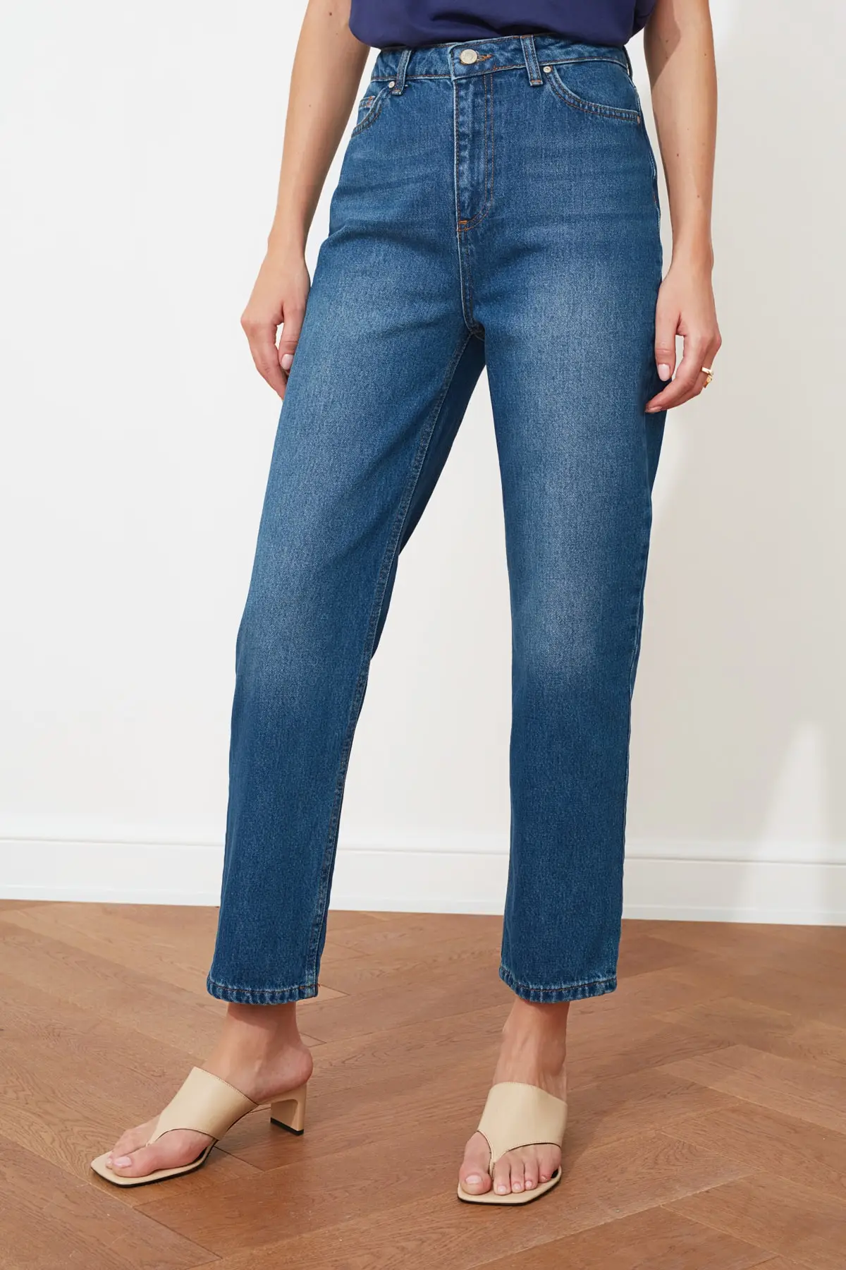 

Dark Blue High Waist Straight Jean Women Jeans 2021