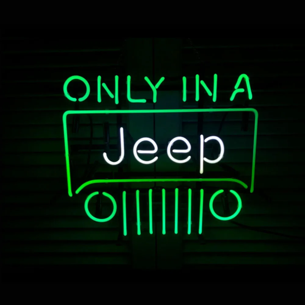 

Only In A Jeep Neon Light Sign Custom Handmade Real Glass Tube Beer Bar Store Advertise Wall Decor Display Lamp Art Gift 17"X14"