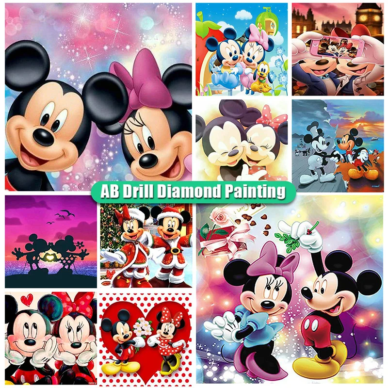 Disney AB Diamond Painting Mickey Mouse Full Drill  5D DIY Diamond Embroidery Cartoon Cross Stitch Mosaic Rhinestones Picture