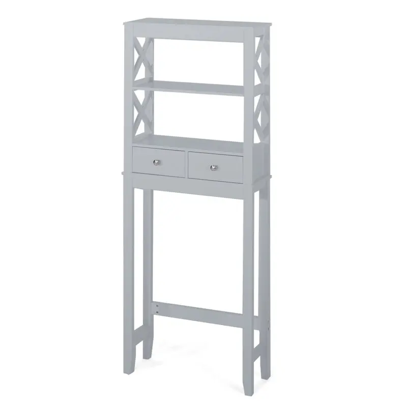 

Over-the-Toilet Storage Rack with Drawers, Gray