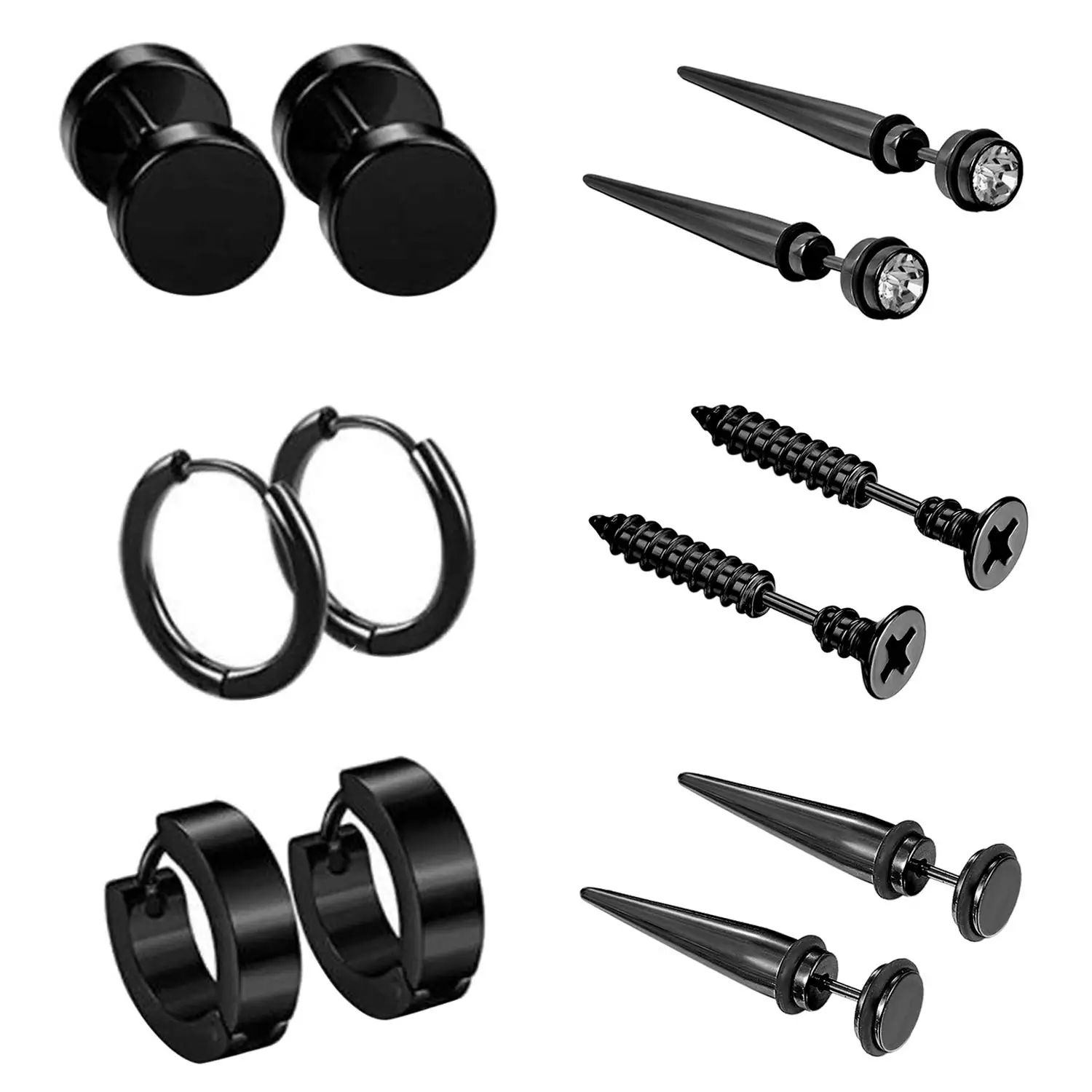 

6 пар, серьги-гвоздики из нержавеющей стали