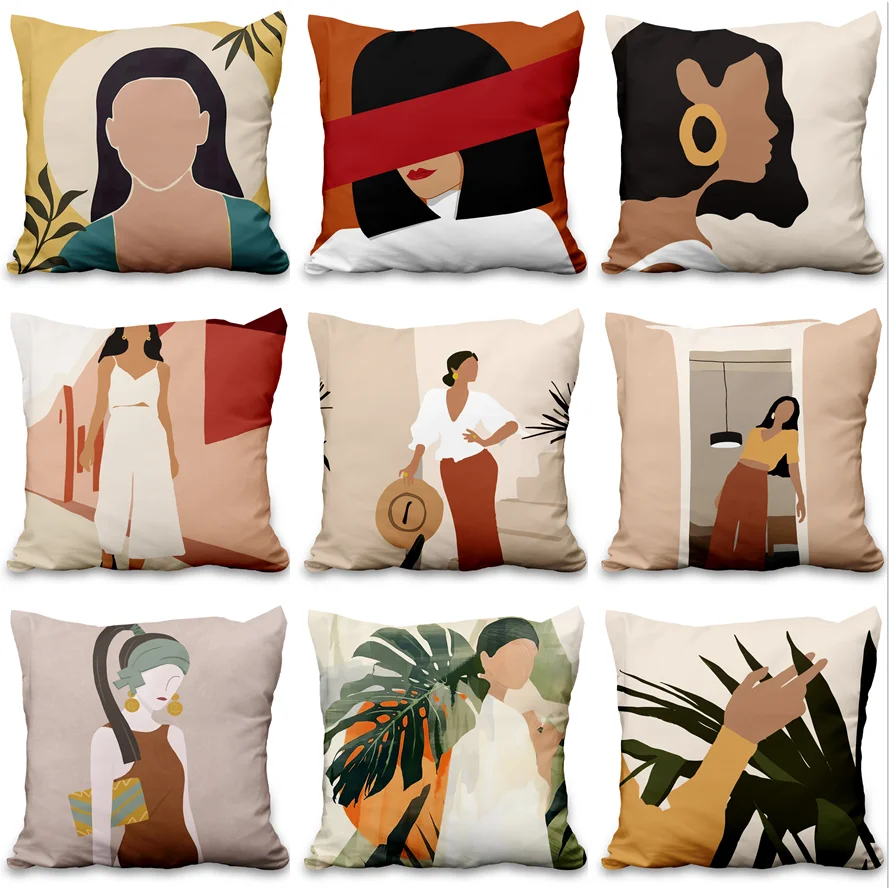 

Nordic Abstract Figure Printing Pillowcase Modern Extremely Simple Style Home Sofa Decorations Super Soft Flannel Pillowcase