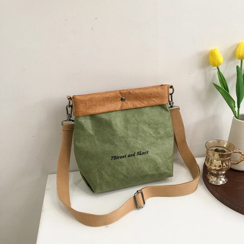 

Retro Kraft Paper Crossbody Bag Women Fashion Brands Shoulder Bag Casual Satchel Handbag Designer Messenger Bag Girls sac