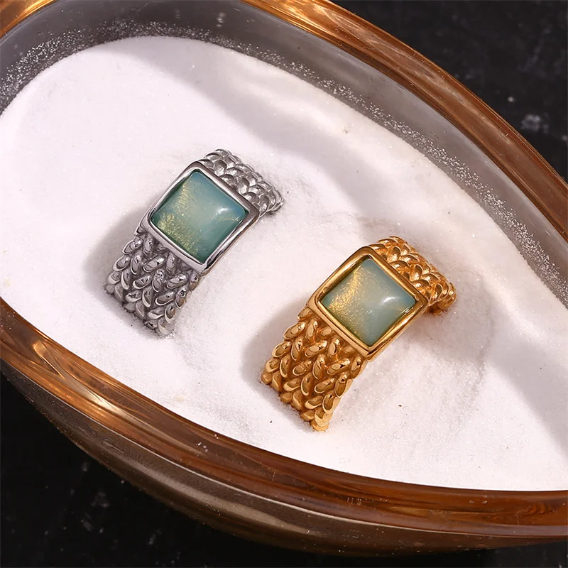 Модное кольцо из нержавеющей стали с покрытием 18K металлического плетения