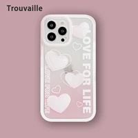 trouvaille cute phone case for iphone 11 12 13 pro amx xr xs x case pink purple love heart print girl camera lens protection