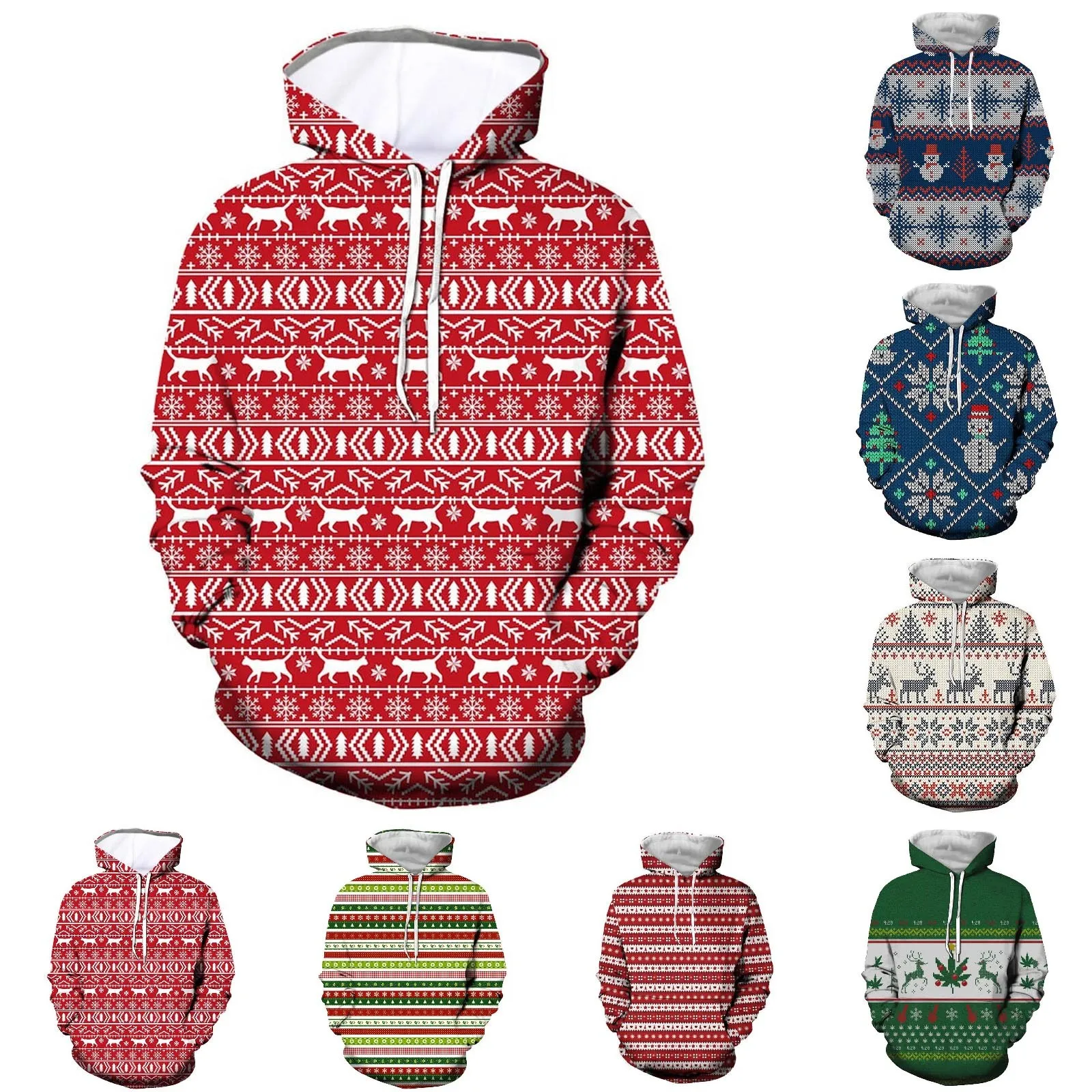 

Thick Hoodies Mens Autumn And Winter Casual Trend Christmas Print Pullover Hoodie Slipper Memory Foam House Slipper