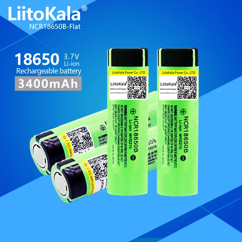4 шт. LiitoKala 100% новый Оригинальный NCR18650B 3,7 в 18650 3400 мАч 20A разрядный перезаряжаемый аккумулятор фонарик батареи
