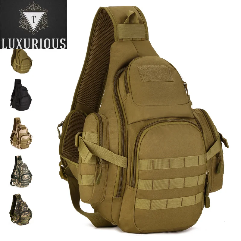 

Men Nylon Sling Rucksack Backpack Laptop Travel Military Assault Molle Male Messenger Single Shoulder Bag Chest Pack Knapsack