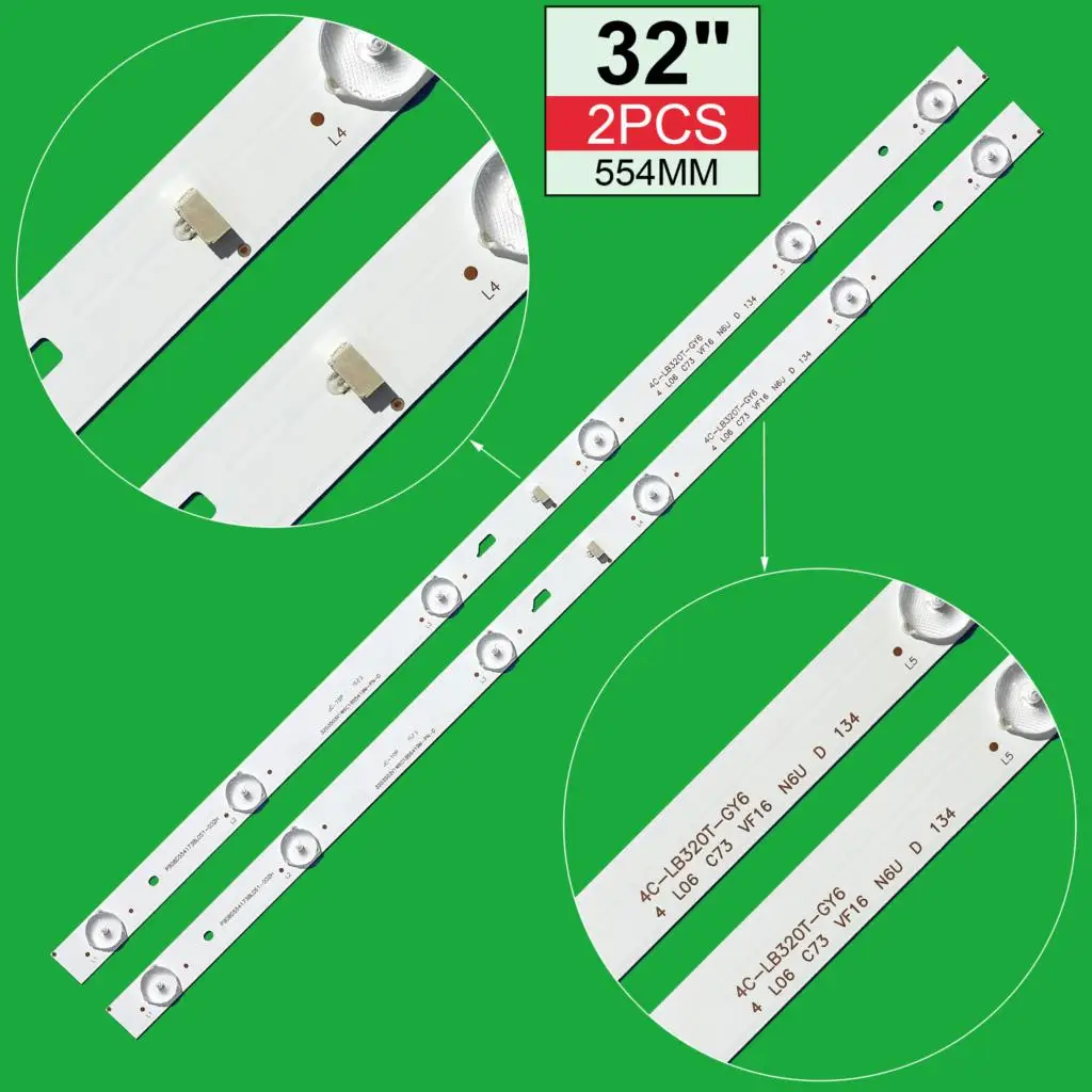 

2Pcs LED backlight strip 6lamp for INSIGNIA NS-32DR310NA17 TH-32D500C JL.D32061330-004BS-M 318AS 10151A 4C-LB320T-JF4 LED-32B750