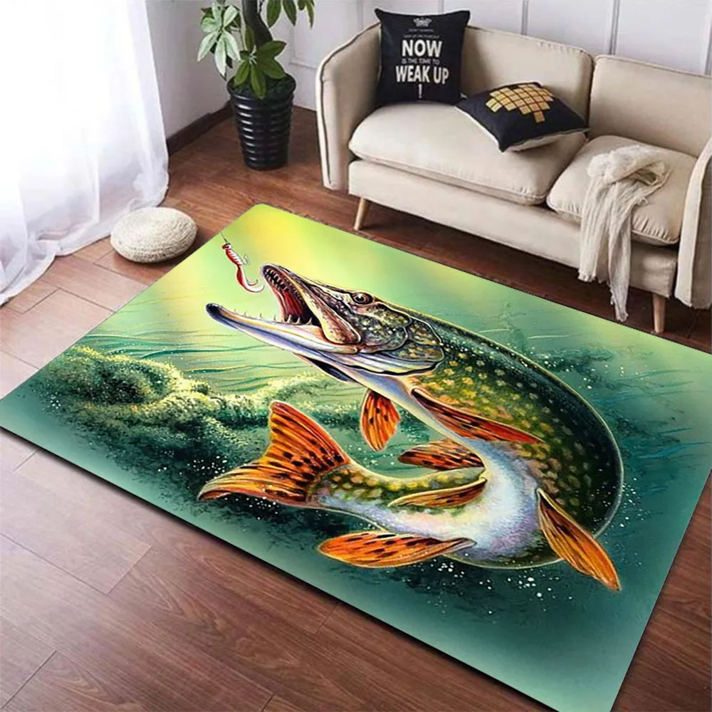 

Fishing Carpet 3D Printed Non-slip Mat Dining Room Living Room Area Rug Soft Bedroom Carpets Fishing Enthusiast Gift Home Decor