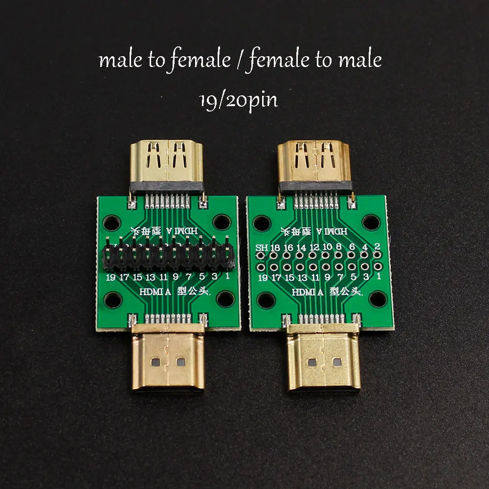 Фото Плата-адаптер HDMI (штекер-гнездо) с разъемом MINI 19/20pin DP HD A (гнездо-штекер) с платой PCB, шаг 2.54мм, 1 шт. №2