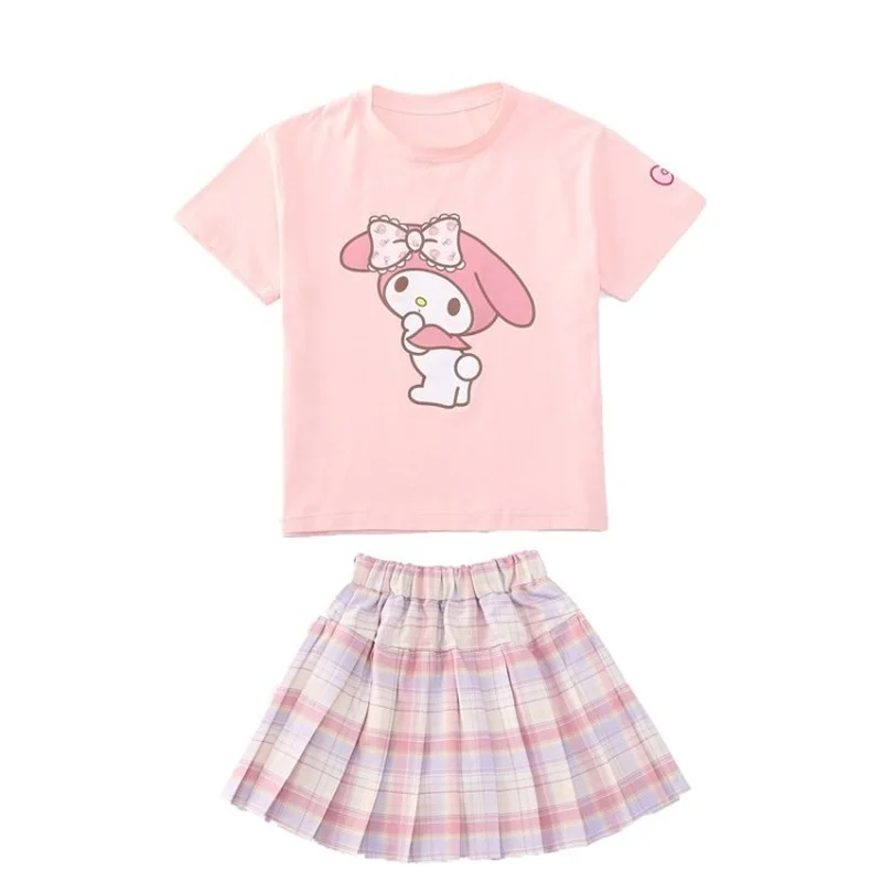 

New Kawaii Sanrio Mymelody skirt JK suit Stellalou children's pleated skirt summer college style suit JK soft knife skirt gift