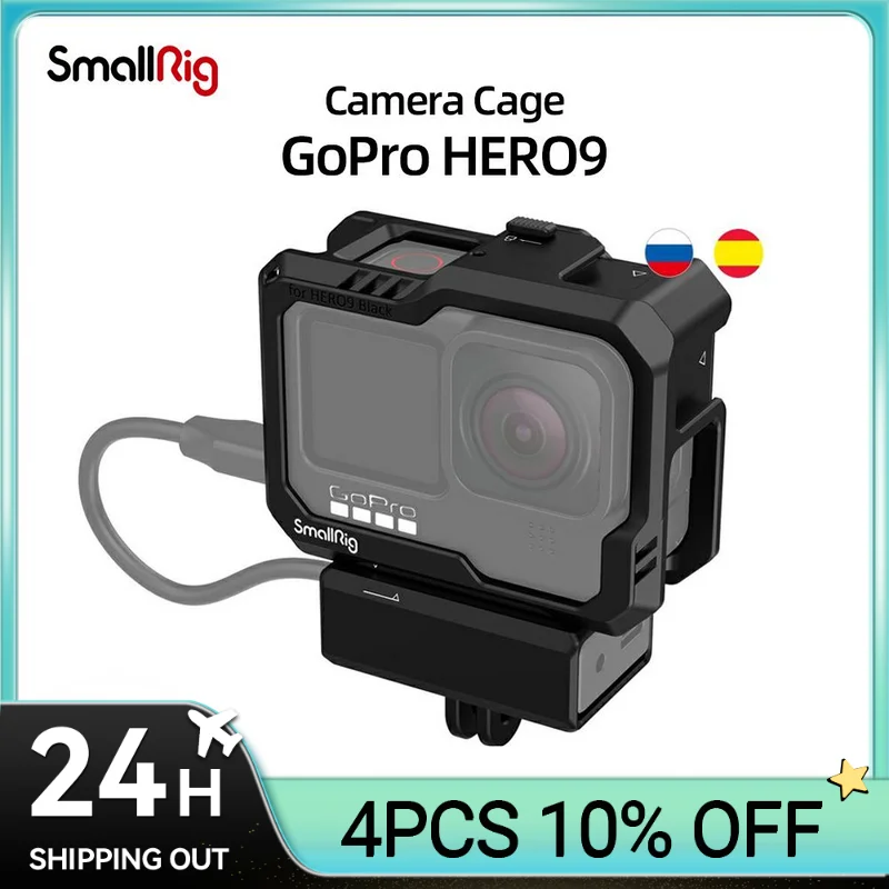 Черная клетка SmallRig для экшн-камеры GoPro HERO9 / HERO10/ HERO 11, полностью клетка с защелкой для быстрой разборки