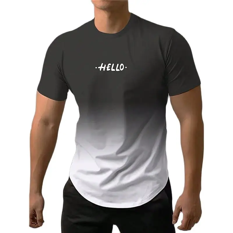 

Fashion Letter Printed T Shirt For Men Contrast Gradient Harajuku Short Sleeve Tops Leisure O-neck Tracksuits Oversized T-shirts