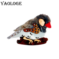 yaologe 2022 new acrylic bird brooches for women men fashion cartoon animal girl badge lapel party office brooch pin gifts