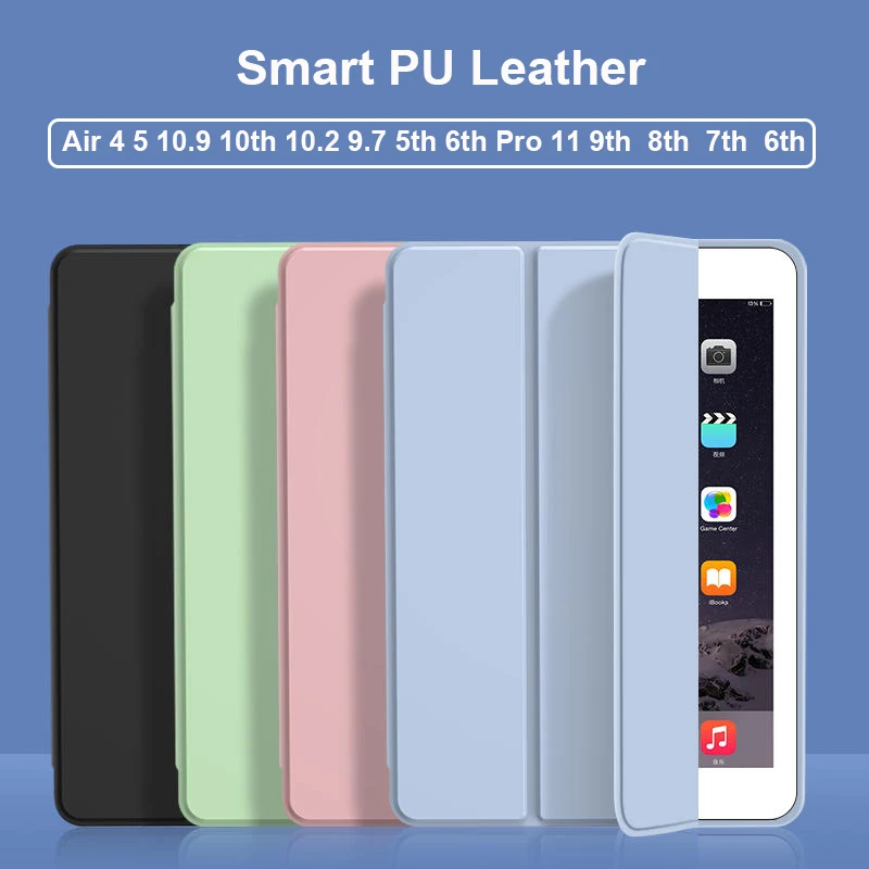 

For iPad Air 5 4 10.9 Smart Case 10th 2022 10.2 8th 9th 7th 9.7 Generation Leather Silicon Cover For iPad Pro 12 11 Mini 6 4 3 2