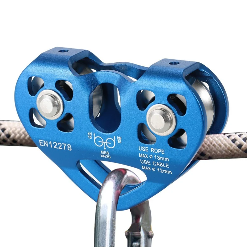 

30kN Cable Trolley Pulley with Ball Bearing Outdoor Rock Ice Climbing Accessories Caving Rescue Aluminum Alloy Pulley Climbing