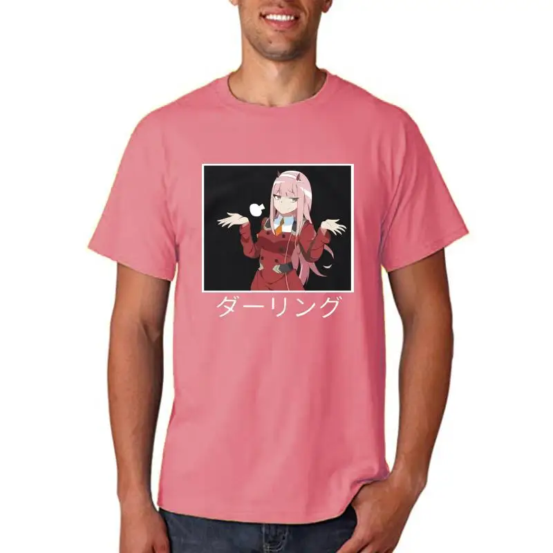 

Футболка в стиле Харадзюку с рисунками из мультфильмов, с надписью Zero Two, футболка унисекс с коротким рукавом, Мужская футболка большого раз...
