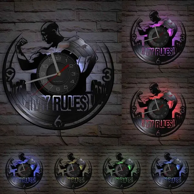 

Настенные часы с виниловой пластиной, мотивационные для тренажерного зала, бодибилдинга, фитнеса, мышечного взвешивания, бодибилдинга, под...