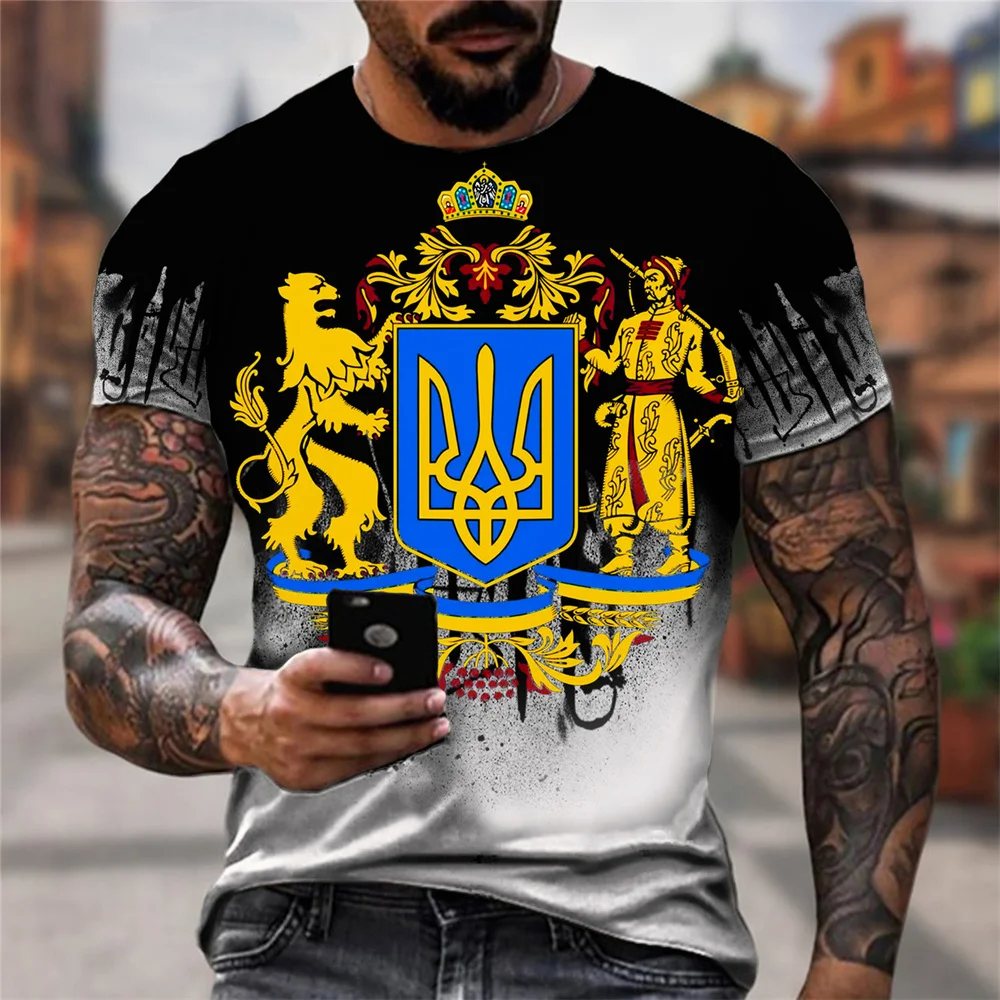 

Vintage Male Ukrainian T-Shirts for Men T Shirt 3D Print Clothing Flag Short Sleeves Summer O-Neck Harajuku Top Stranger Things