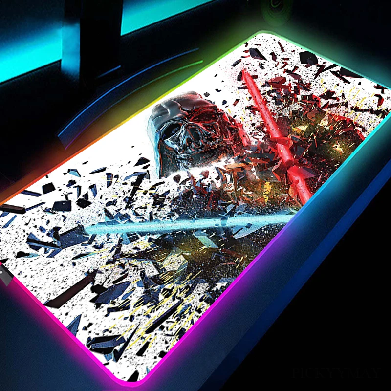 Коврик для мыши с рисунком аниме войн большой игровой коврик RGB подсветкой мягкий