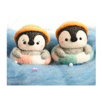 lifebuoy little penguin wool needlepoint kit wool felt needle felting decoration craft needlecraft diy handmade