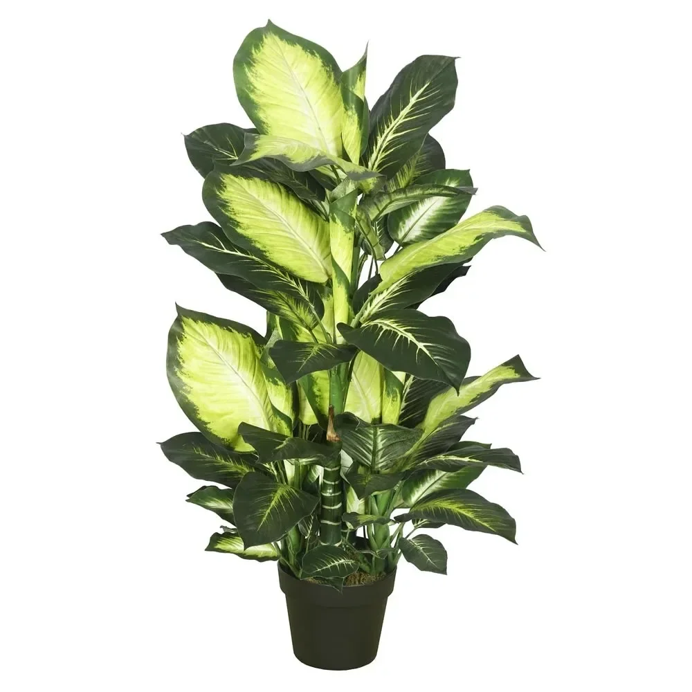 

40" Tall Artificial Green and White Dieffenbachia Tree - Lifelike Home or Office Decor - Maintenance Free Faux Plant