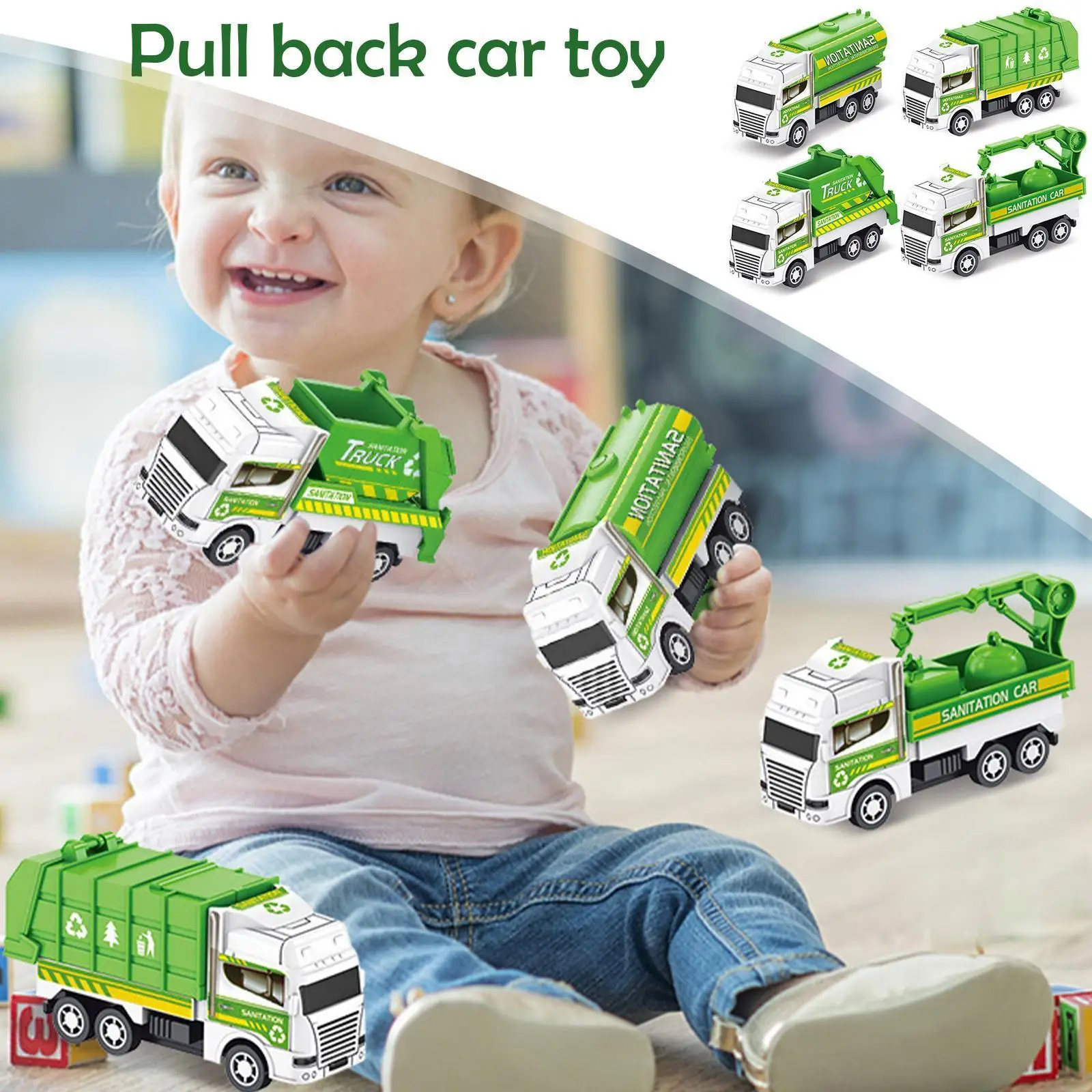 

Kids Pull Back Toy Car City Sanitation Simulation Vehicle 1pcs Series Mini Back Vehicle Random Car Green Toy Engineering Pu G9v1